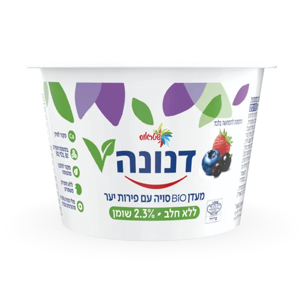 מעדן BIO סויה דנונה ויגן עם פירות יער 2.3% שומן