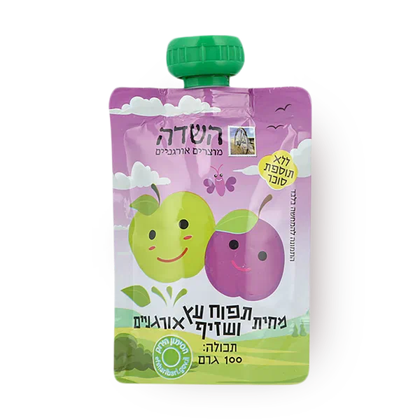 מחית תפוח עץ ושזיף אורגני