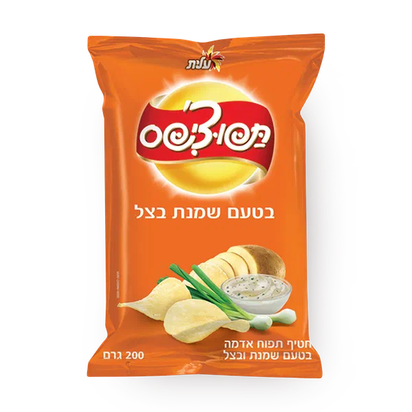חטיף תפוצ'יפס בטעם שמנת בצל