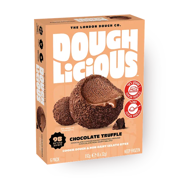 Chocolate truffle cookie dough & non dairy gelato bites Dough Licious