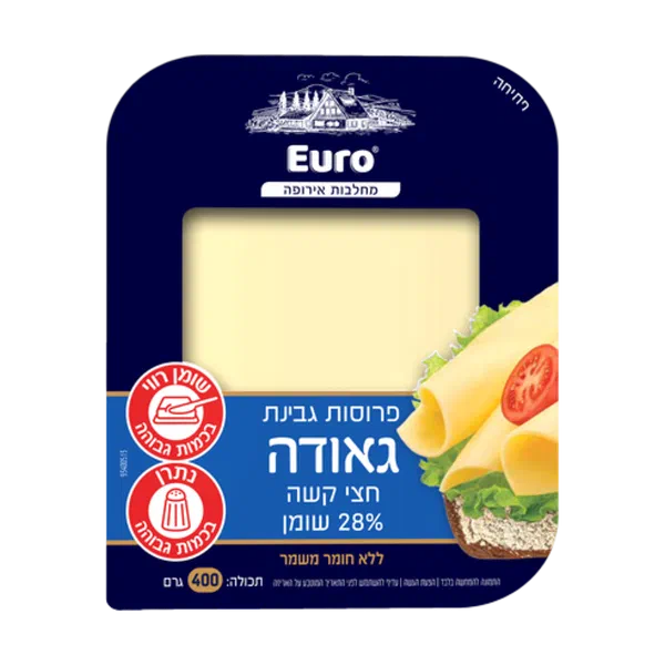 גבינת גאודה יורו צ'יז פרוסות 28%