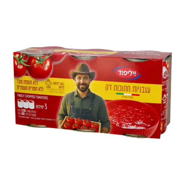 עגבניות חתוכות דק במיץ עגבניות מארז שלישיה