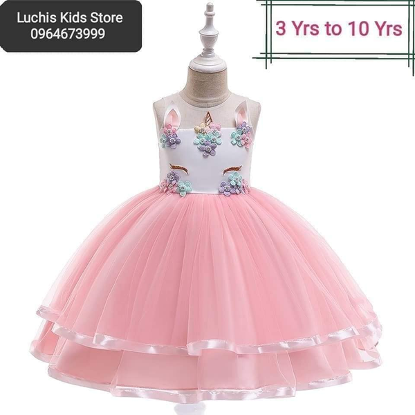 Girls' Pink Unicorn Dress