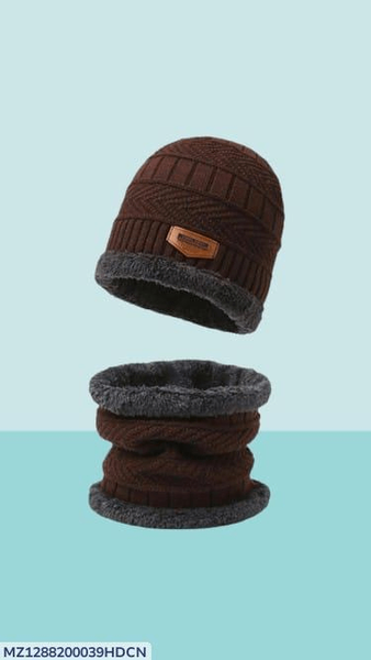 1 pc Wool Plain Beanie and Neck Warmer