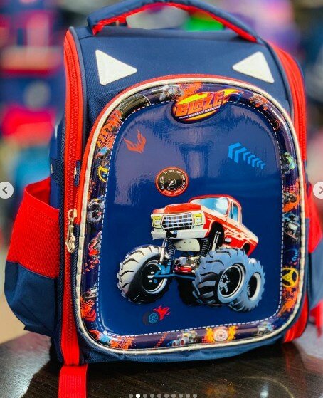 Backpack with Monster Truck Print