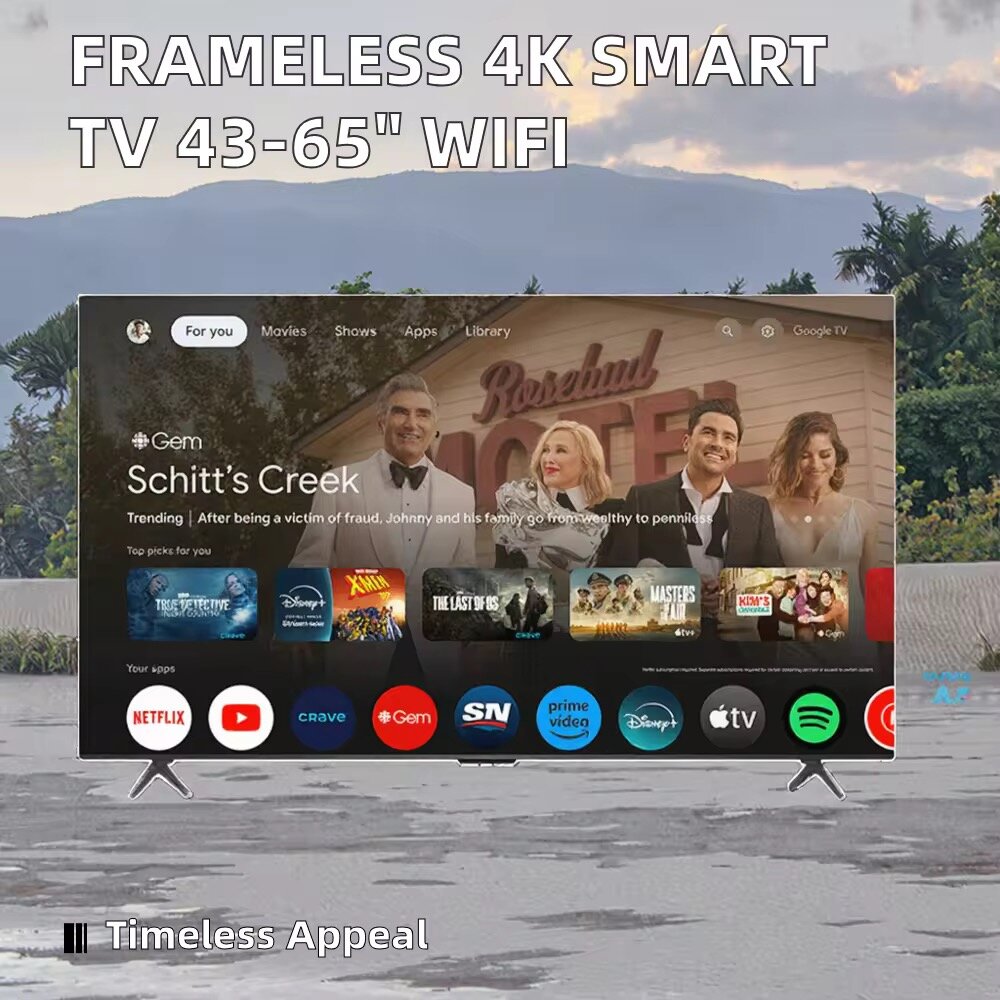 Téléviseur intelligent 4K sans cadre, 43-65 pouces