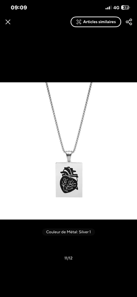 Pendentif cœur anatomique homme