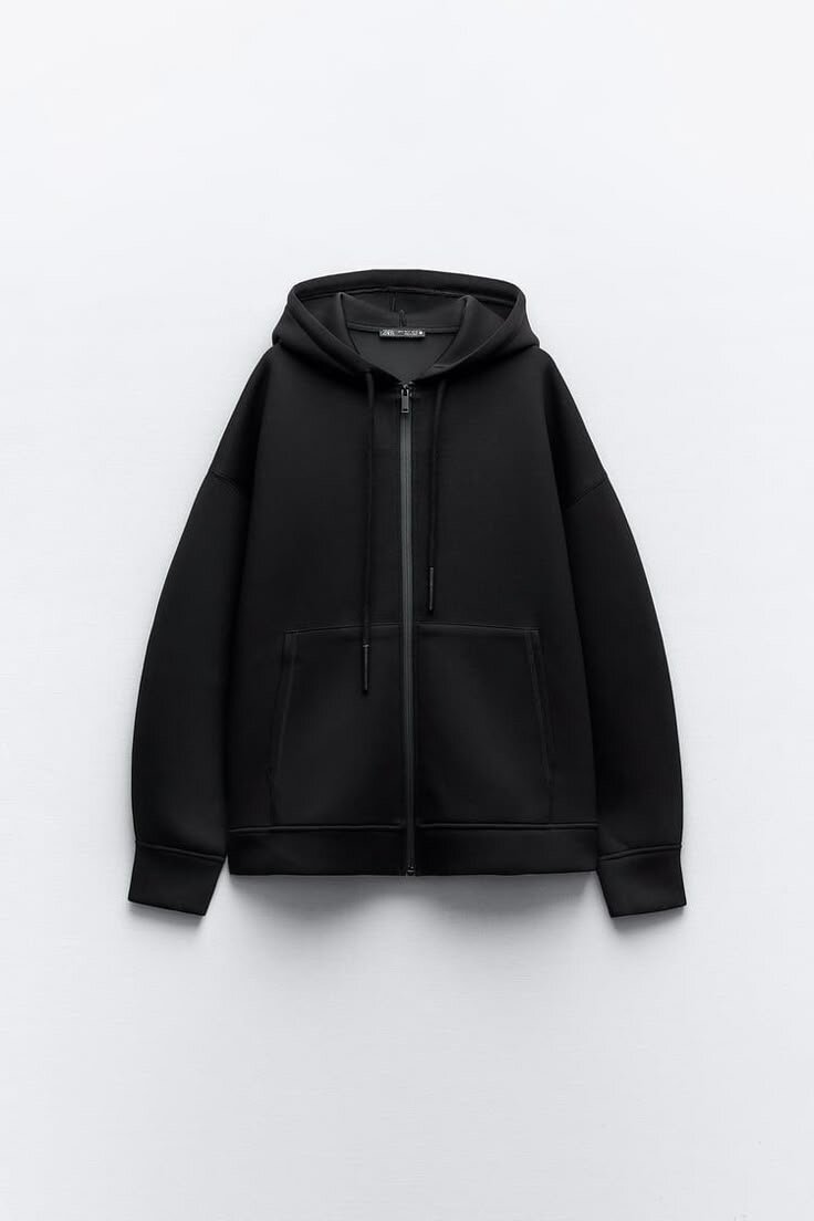 Veste à capuche zippée noire pour hommes