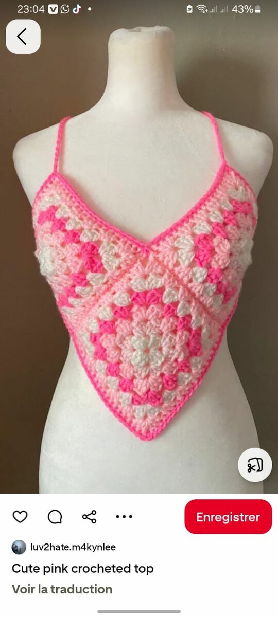Top crochet coloré femme