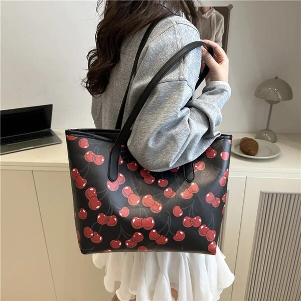 Sac cabas motif cerises