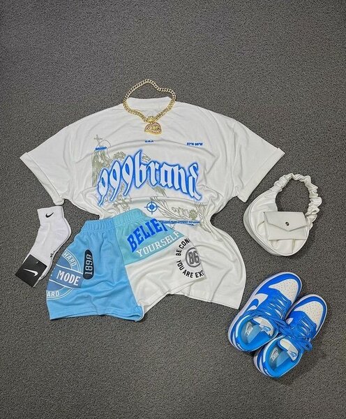 Girl top and down and sneaker