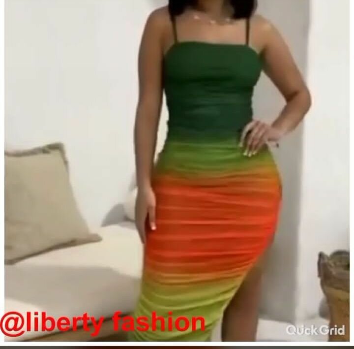 Ombre side slit dress