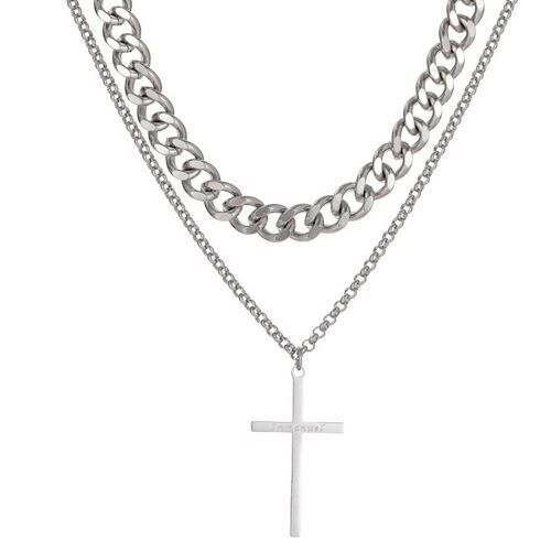 Collier croix en acier inoxydable