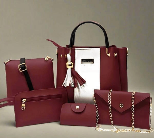 Stylish Women's PU Leather Handbag Set-5Pcs