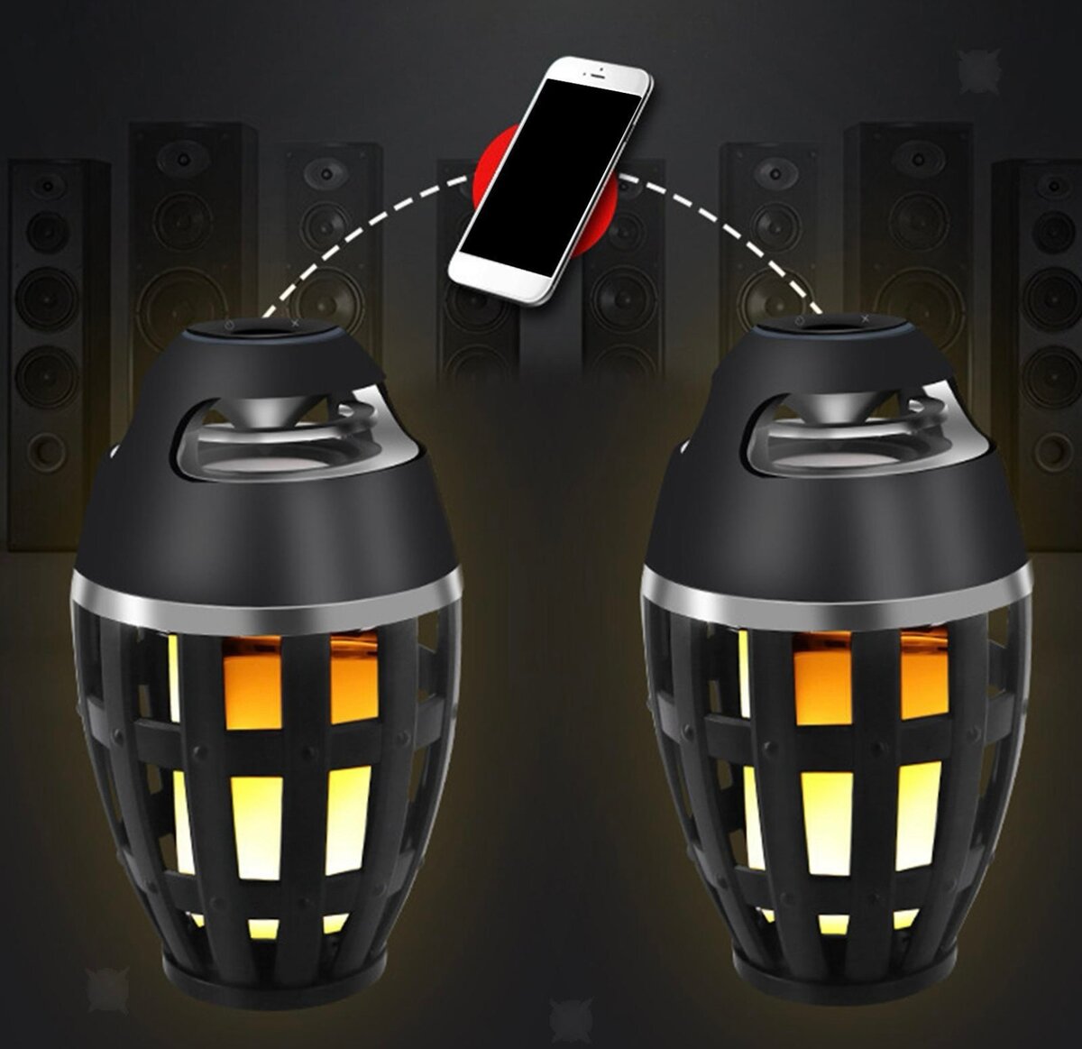 Enceinte Bluetooth sans fil avec effet de flamme atmosphériq