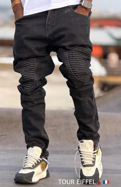 Jean noir moto homme