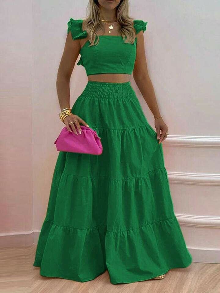 Crop top with long skirt