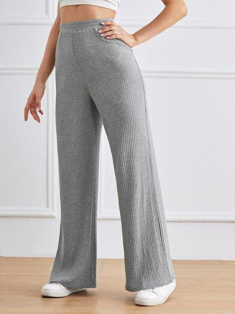 Pantalon ample gris côtelé