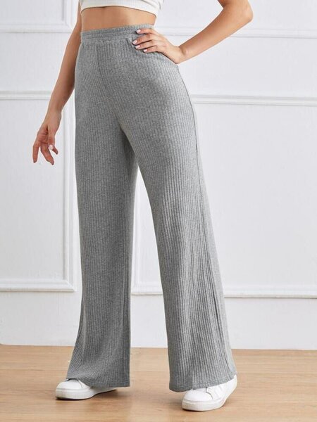 Pantalon ample gris côtelé