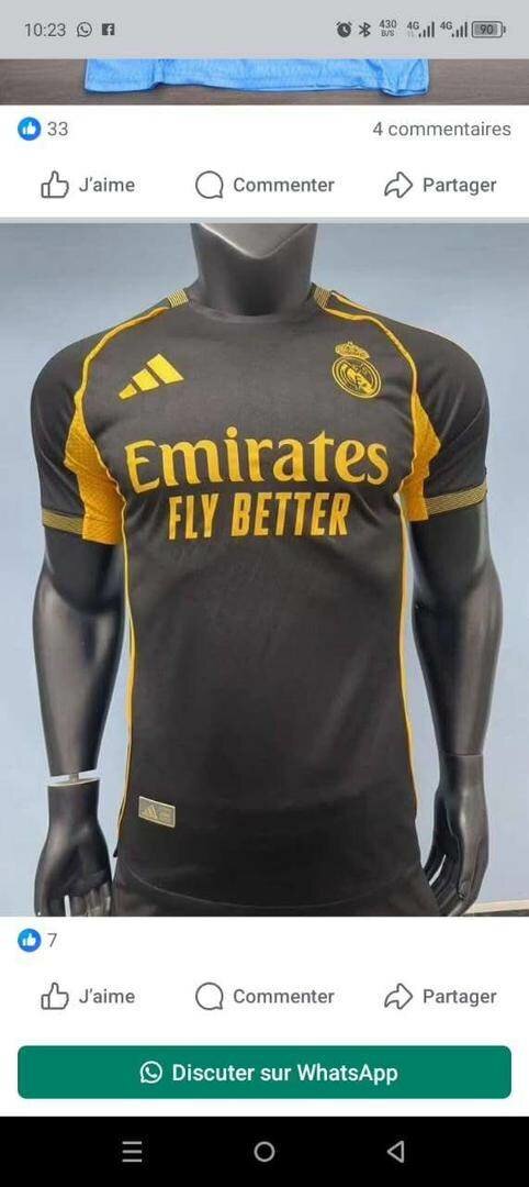 Maillot de Football Noir et Or