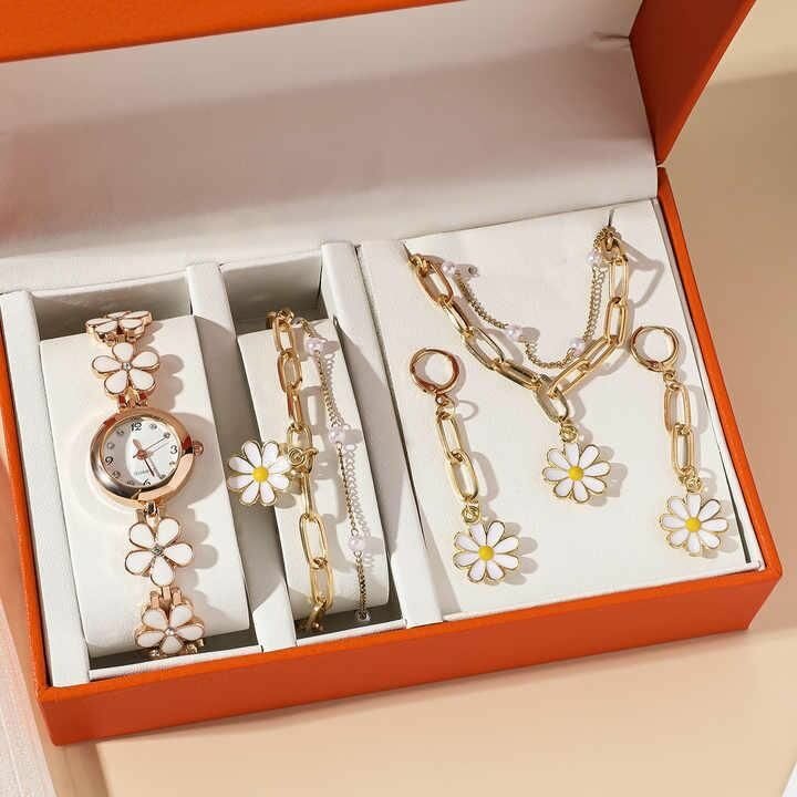 New Fashion Daisy Flower Quartz Watch Jewelry Set