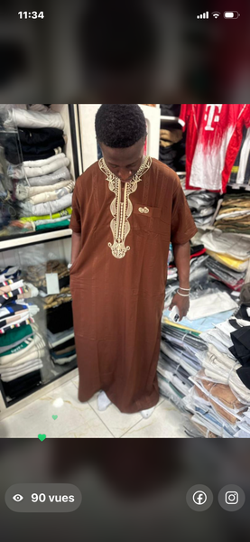 Caftan homme luxueux en coton