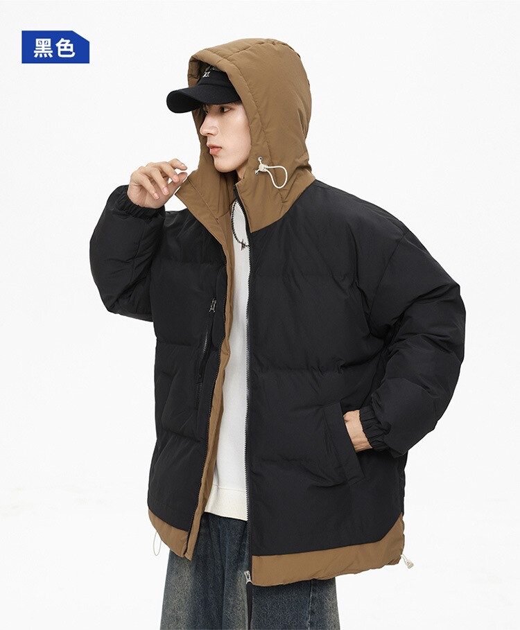 Черная куртка с коричневыми вставками