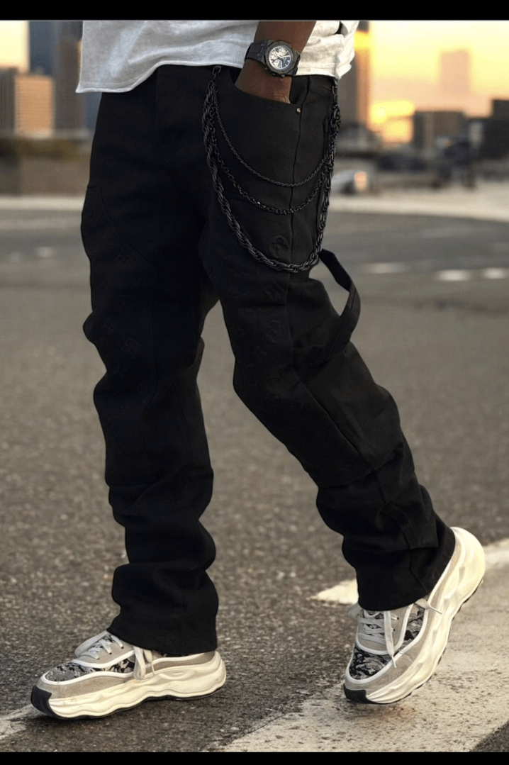 Pantalon cargo noir homme urbain