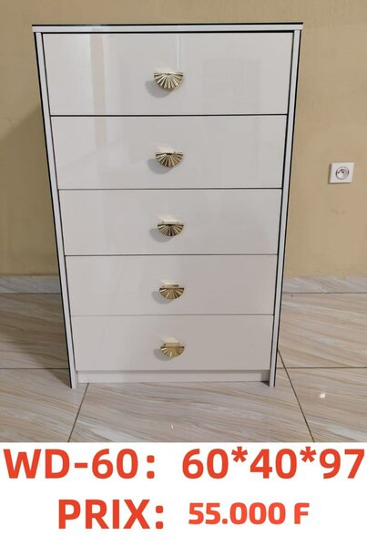 Commode moderne blanche 5 tiroirs