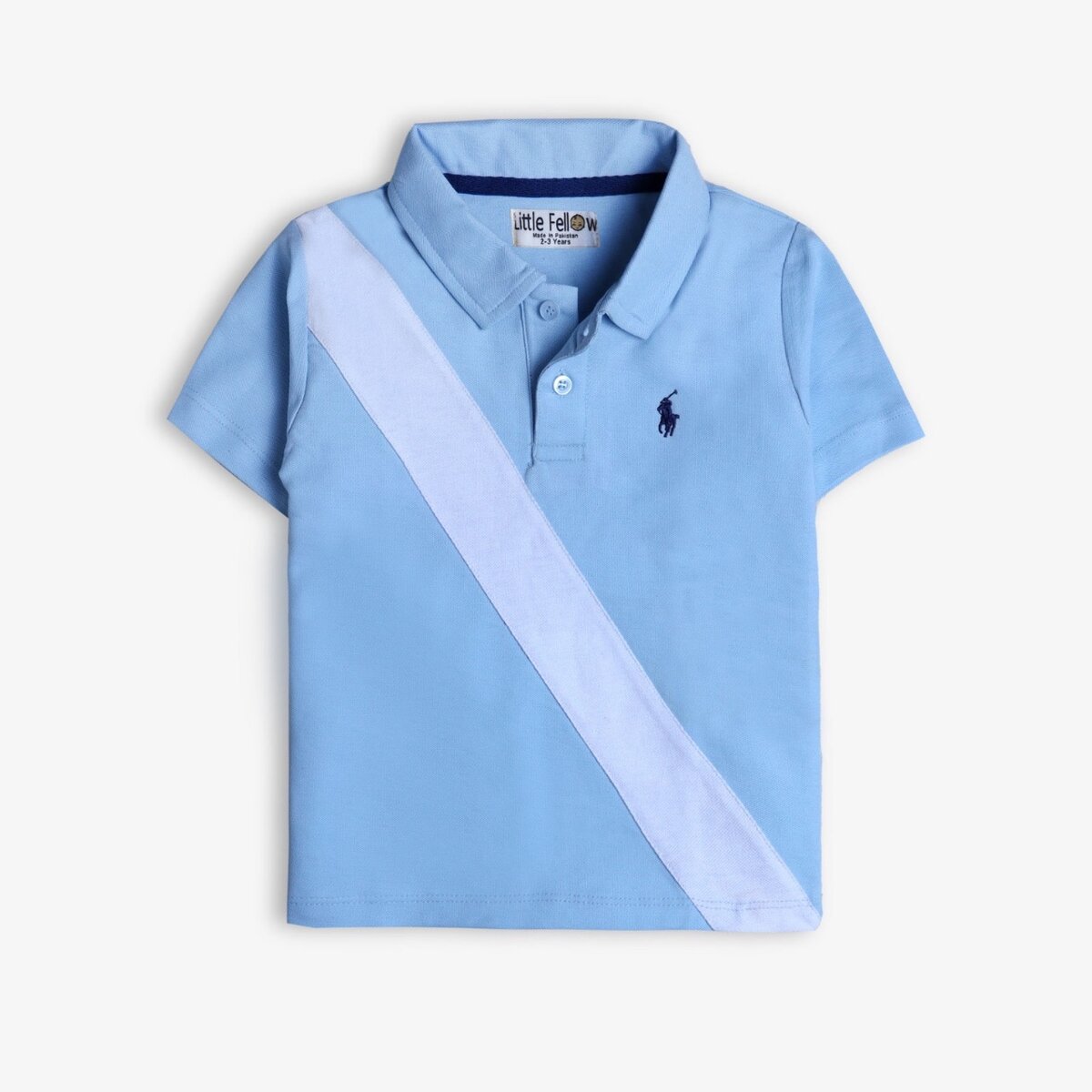 Blue and white boys polo shirt