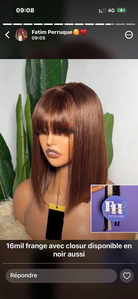 Perruque Frange humain