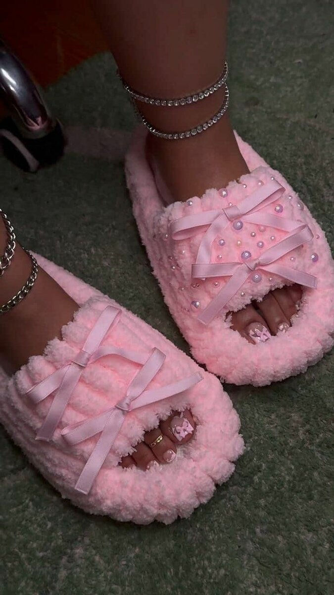 Chaussons Peluche Rose