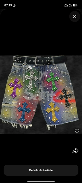 Short en jean punk multicolore