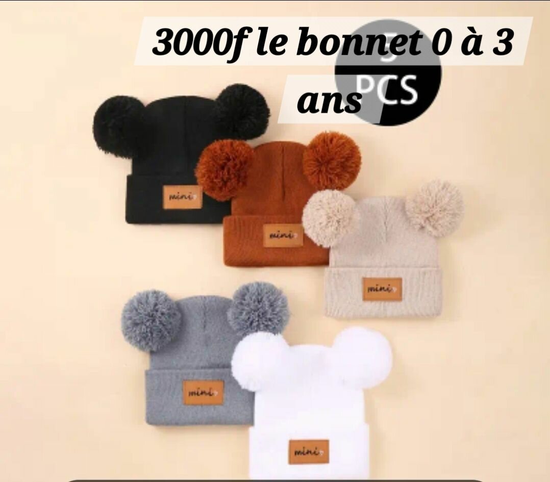 Bonnets Pompons 0-3 Ans