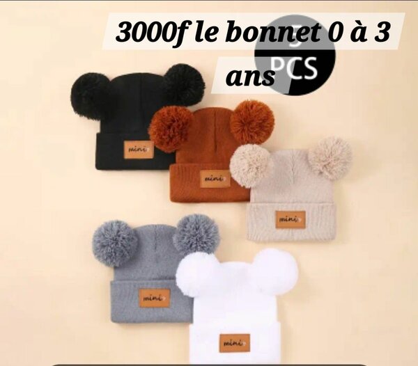 Bonnets Pompons 0-3 Ans