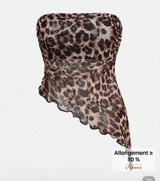Top asymétrique léopard femme