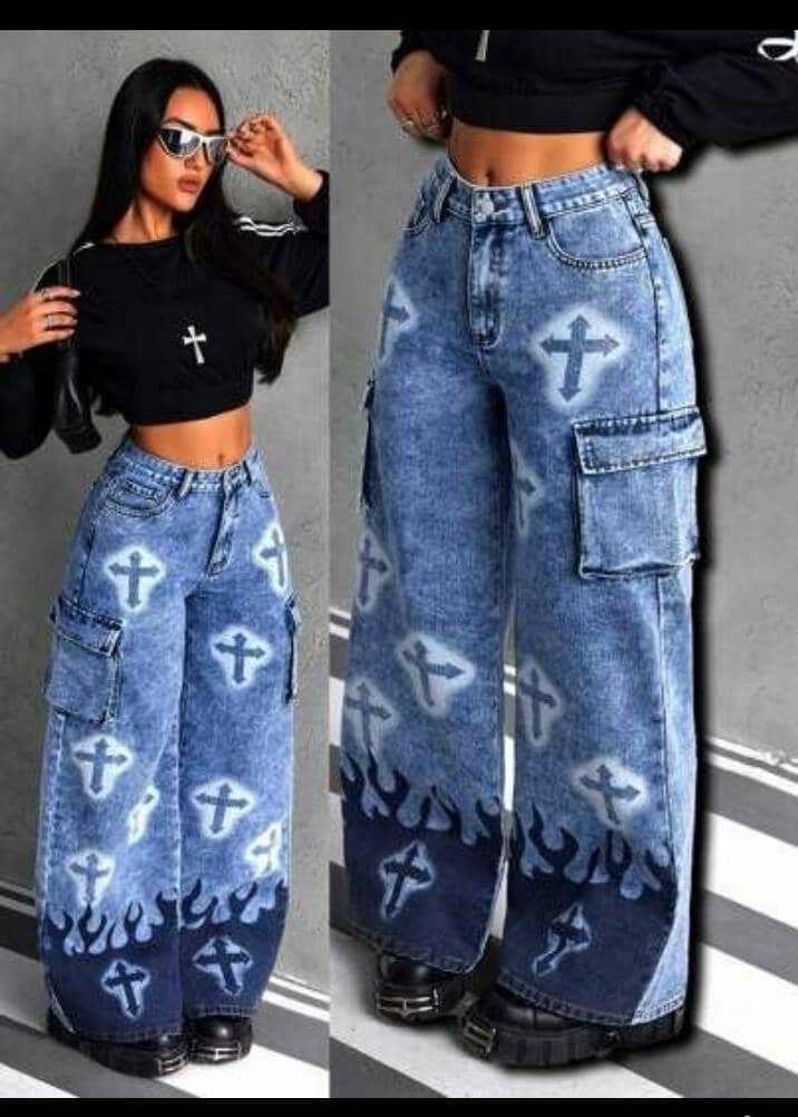 Jean large à motifs étoiles