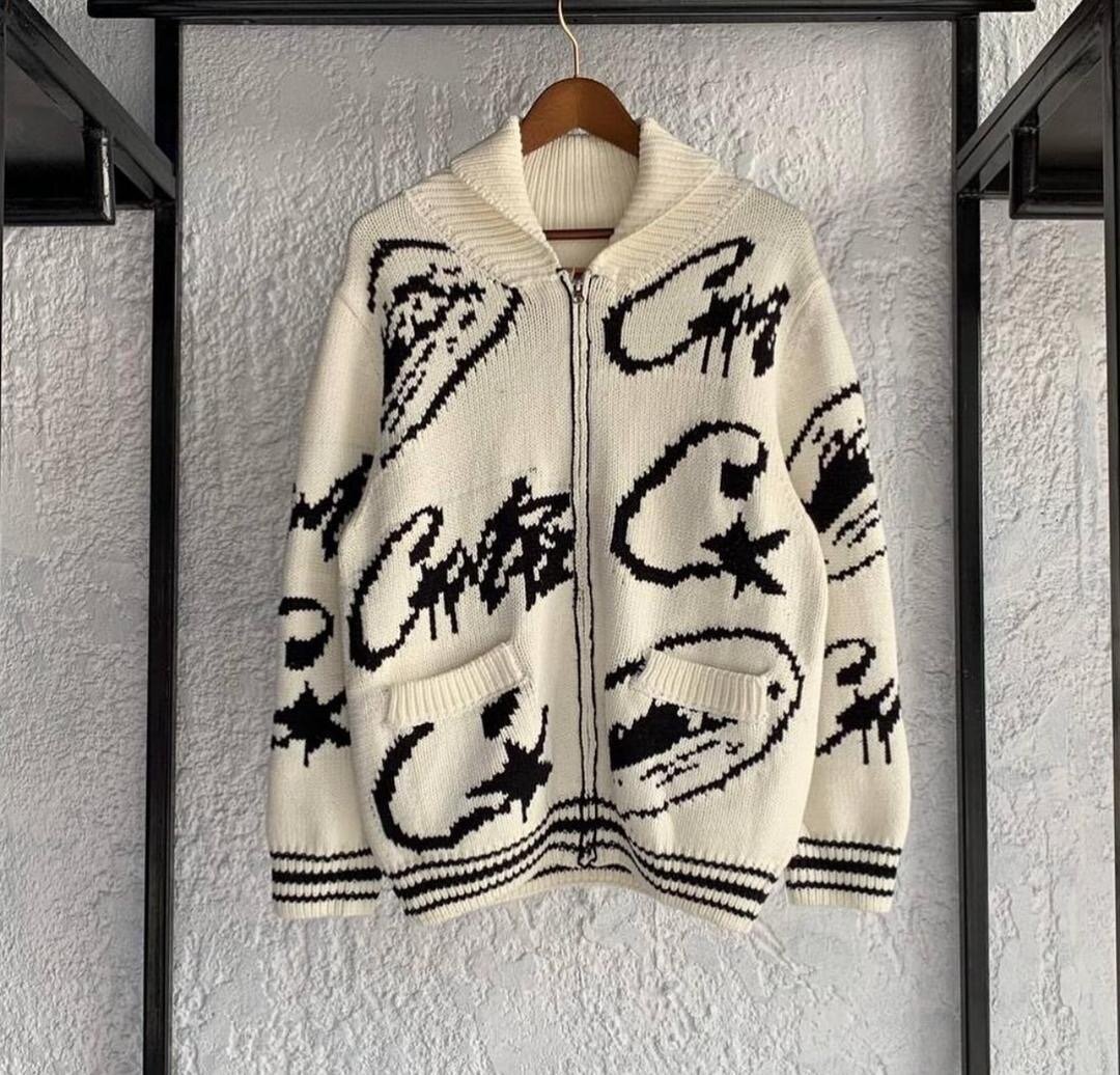 Cardigan motif bicolore unisexe