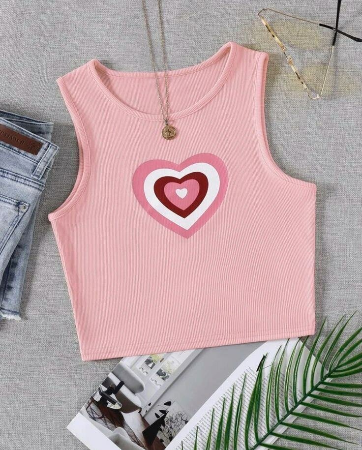 Débardeur Rose Cœur Femme