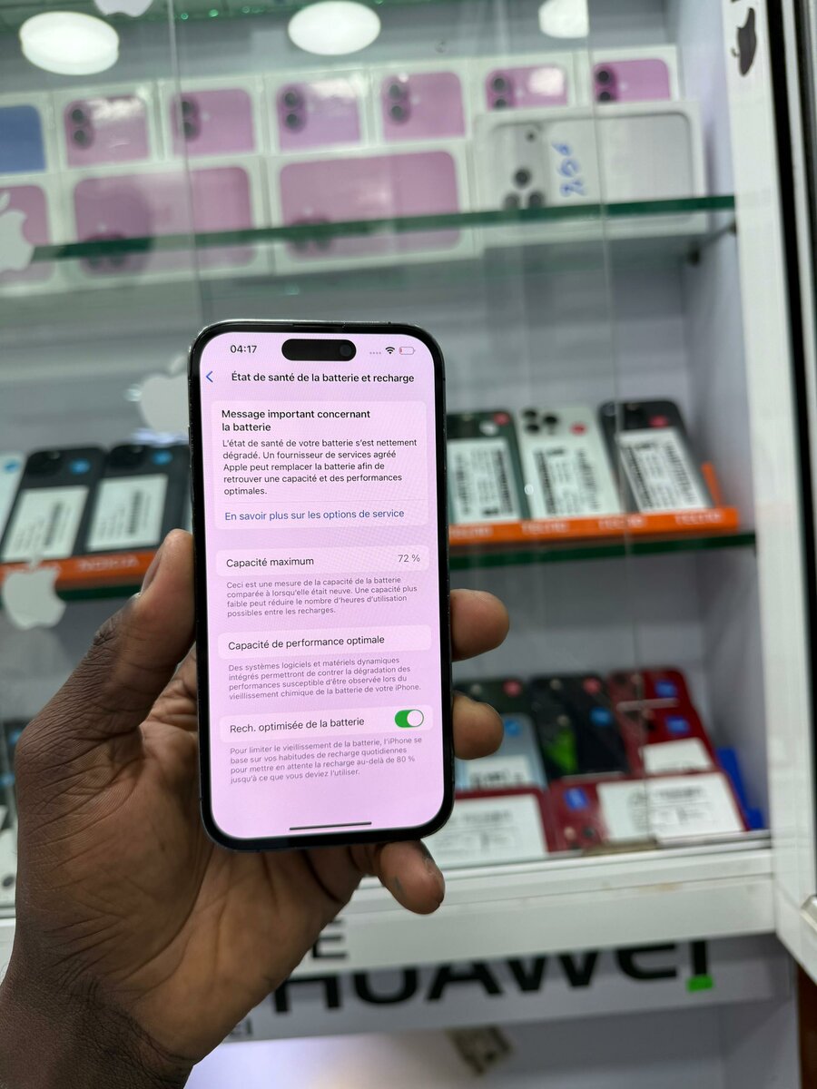 14 pro 256 Go  message écran