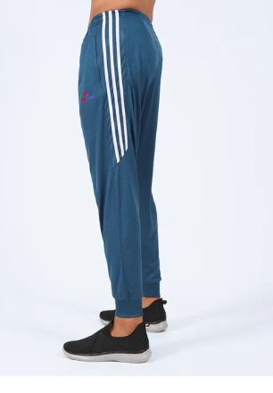 white & marine blue Half Stripe trousers