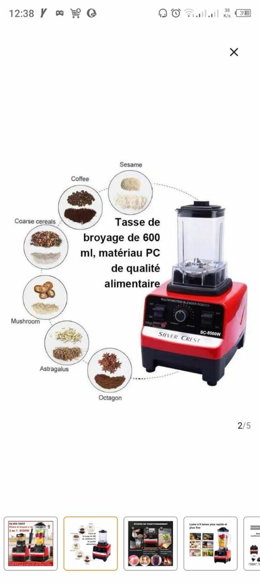 Mixeur Blender Silver Crest 8500W