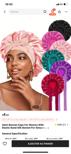 Bonnet en satin pour cheveux