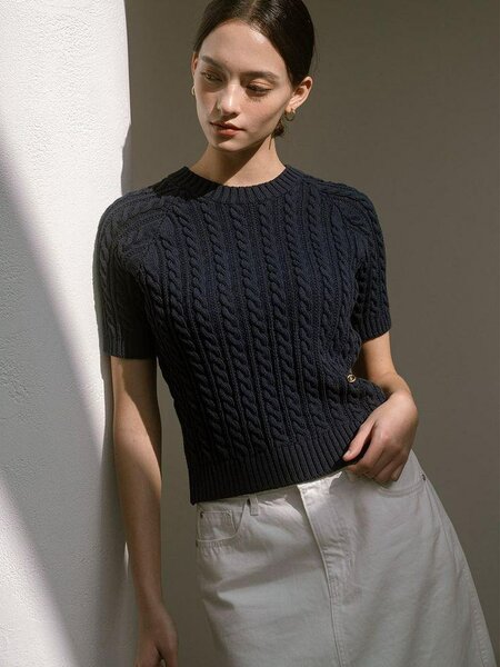 Women's Knitted Short Sleeve Sweater