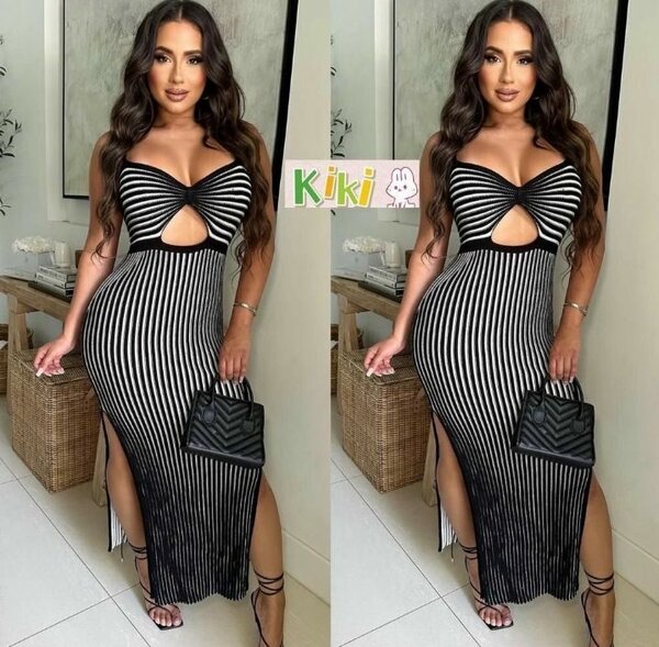 Robe longue rayée élégante