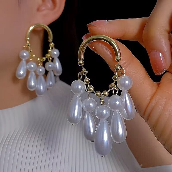 Elegant Pearl Hoop Earrings