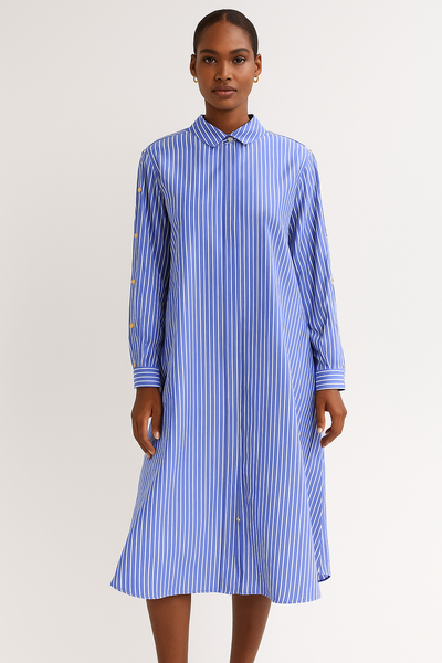 Robe chemise rayée bleue