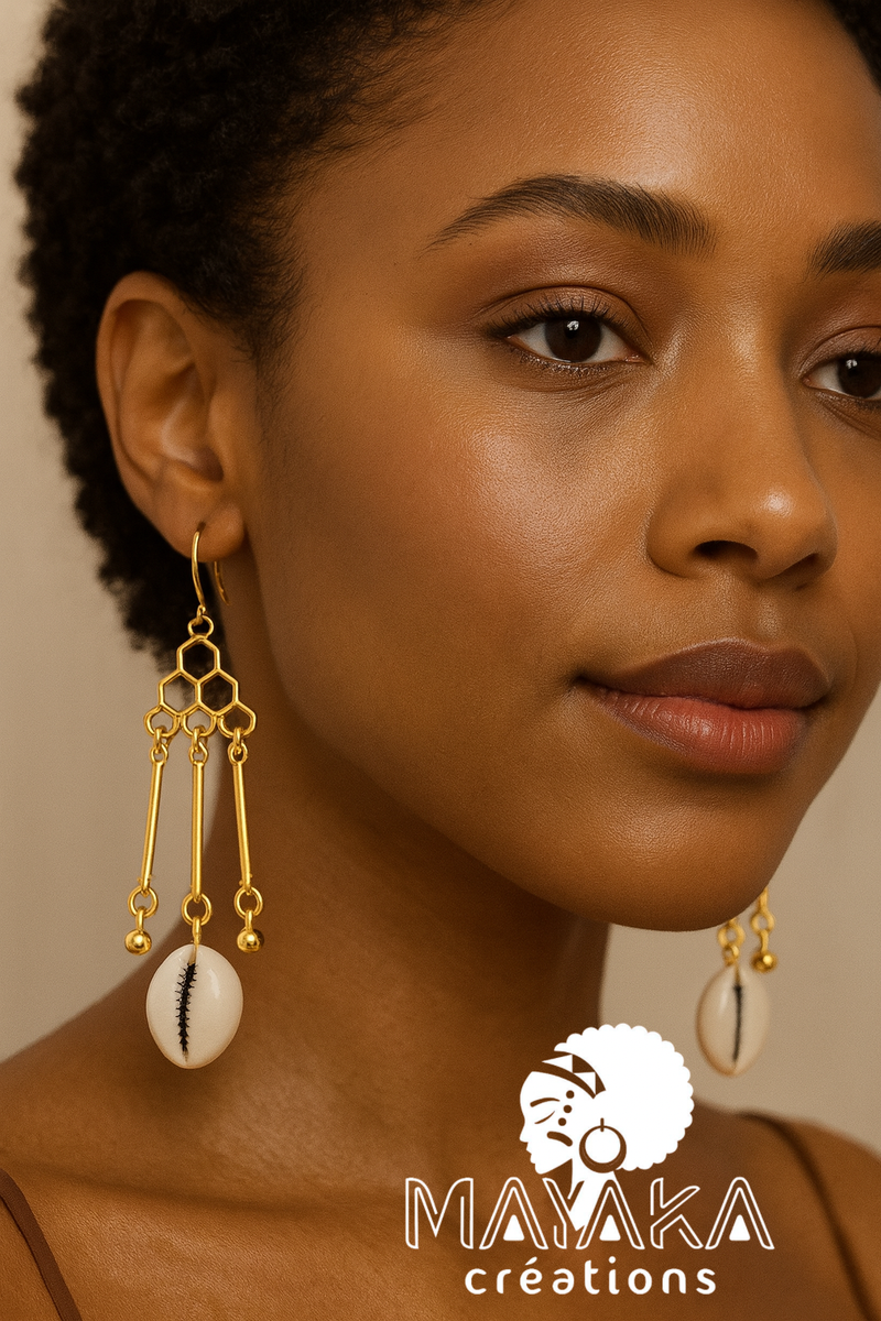 Boucles d'oreilles coquillage dorées