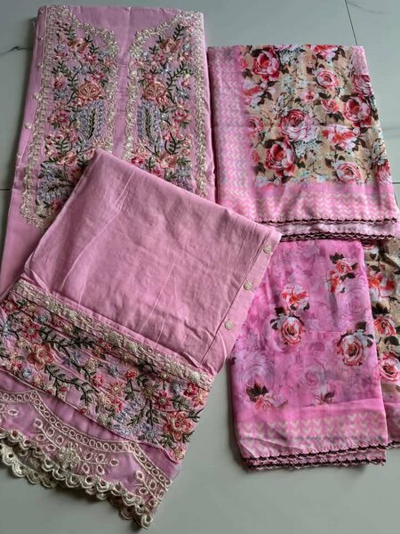 Ladies Embroidery unstitched viscose dress