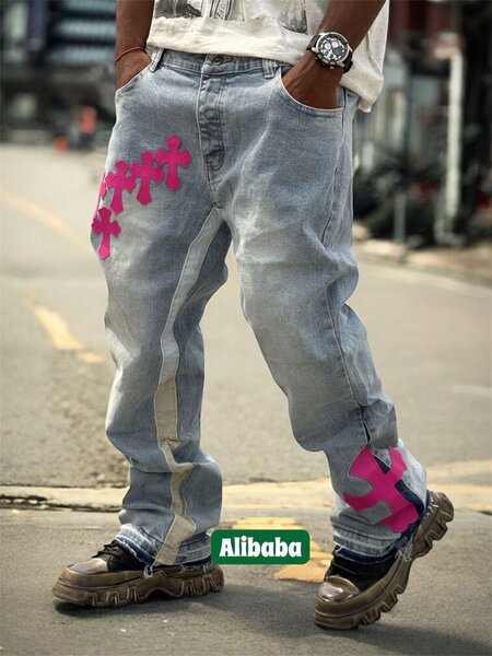 Jean baggy à motifs